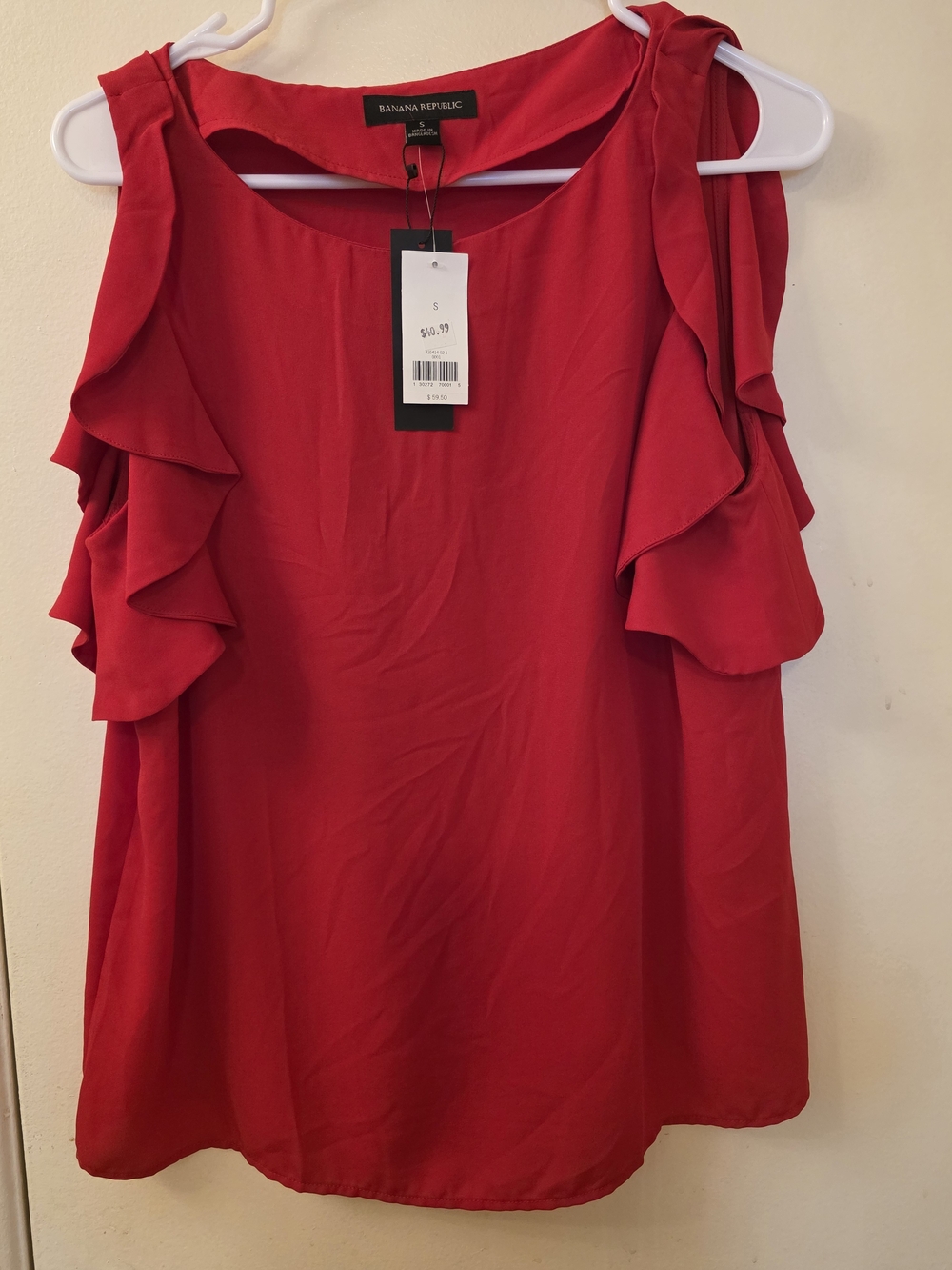 Banana Republic Red Ruffle Sleeveless Blouse